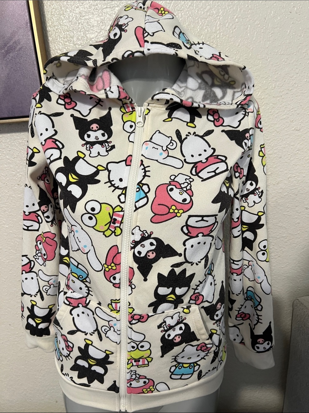 Hello kitty Sanrio Characters  White Zip-Up Hoodie